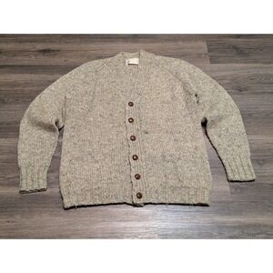 Westaway & Westaway Shetland Islands Wool Cardigan Sweater Beige Scotland L READ